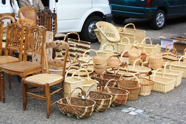 Wooden and rattan objects for sale — Stock Photo, Image