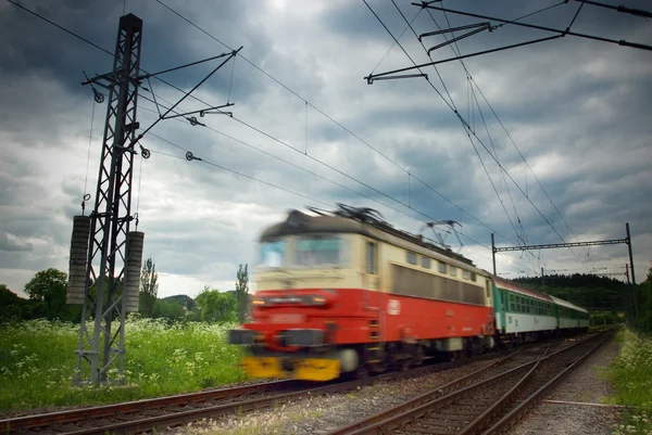 Trainen op railway — Stockfoto