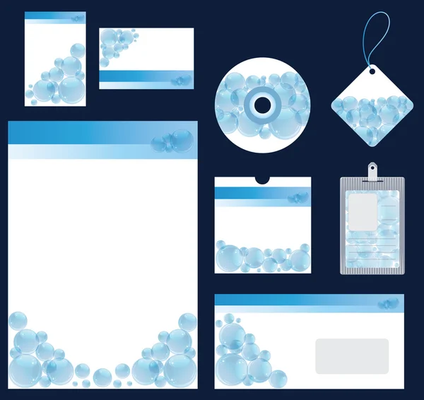 Ensemble de papeterie bulle bleue pour format vectoriel entreprise — Image vectorielle