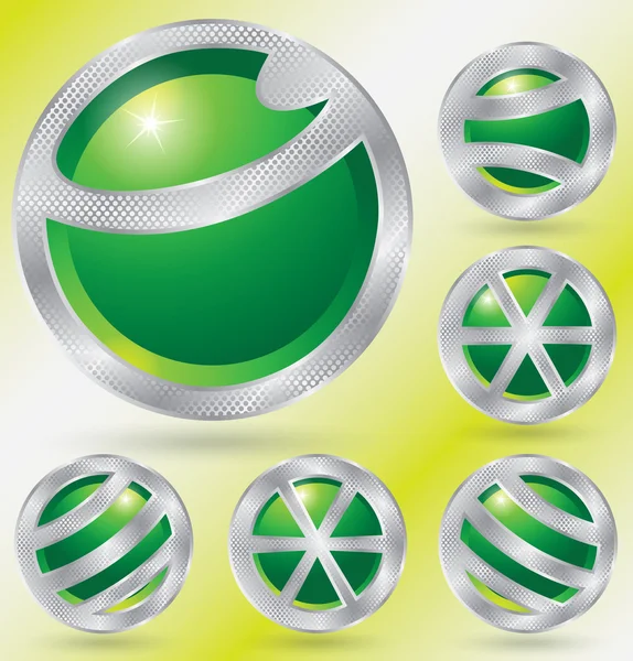 绿色虚线抽象形状-六件套 — 图库矢量图片
