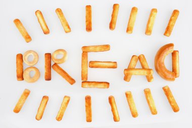 ekmek etiket üzerinde beyaz izole