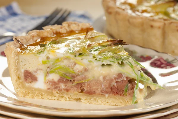 Minced Beef and Leek Quiche — Stock Photo, Image