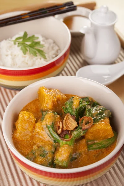 Nonya Pumpkin and Kailan Stew in Rich Coconut Suntan Gravy — Stock Photo, Image