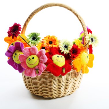 Artificial flowers in a basket clipart