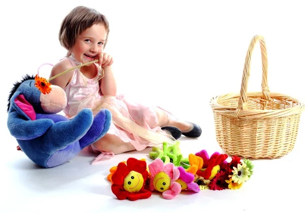 The girl with toys — Stock Photo, Image