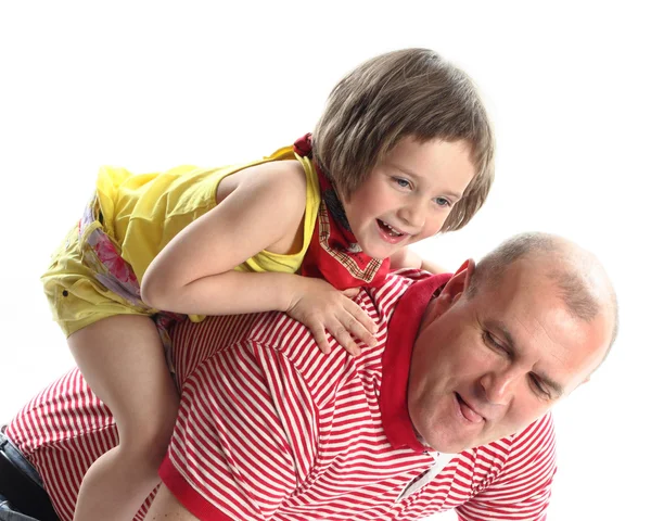 Very cheerful father and the daughter on the white — Stock Photo, Image