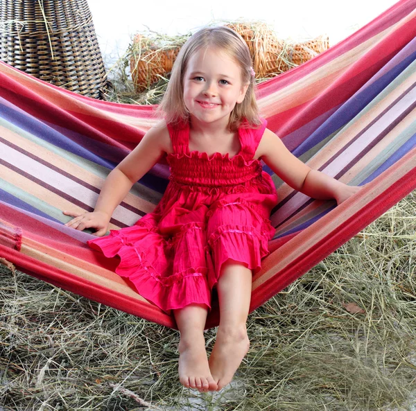 The girl in a hammock — Stock Photo, Image