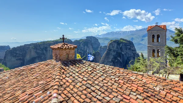 Vista do telhado do mosteiro de Varlaam, Meteora, Grécia — Fotografia de Stock