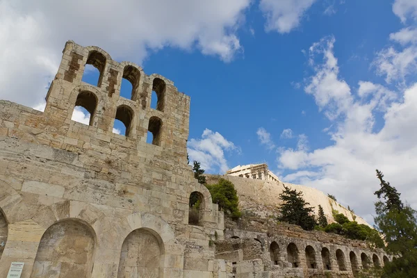 Odeone di Erode Attico e Acropoli, Atene, Grecia — Foto Stock