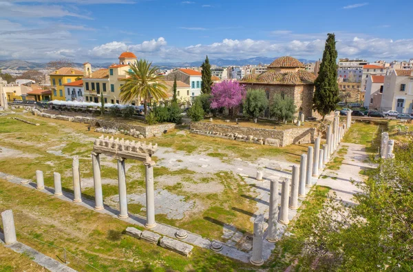 Forum Romanum og Fethiye Mosque, Athen, Grækenland - Stock-foto