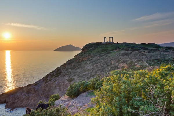Poseidon temple, Sounio, just before sunset — Stock Photo, Image