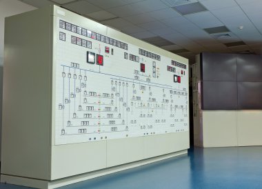 Panel in control room of a natural gas power plant clipart