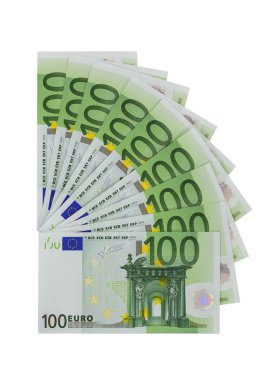 birkaç 100 Euro banknot, izole