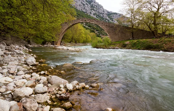 Ponte di pietra arcuato di Pyli (costruito 1514 dC), Tessaglia, Grecia — Foto Stock
