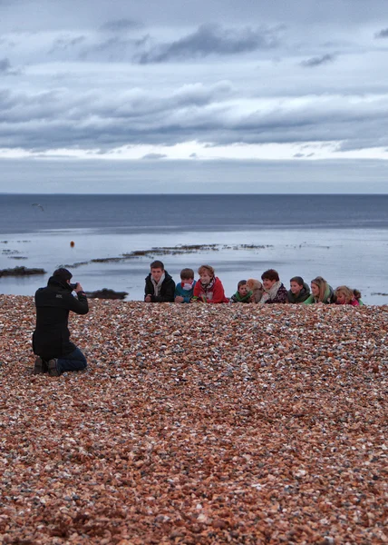 Posing on Lyme Regis Beach. — Stock Photo, Image