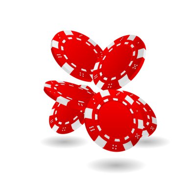 Illustration of Falling Red Poker Chips clipart