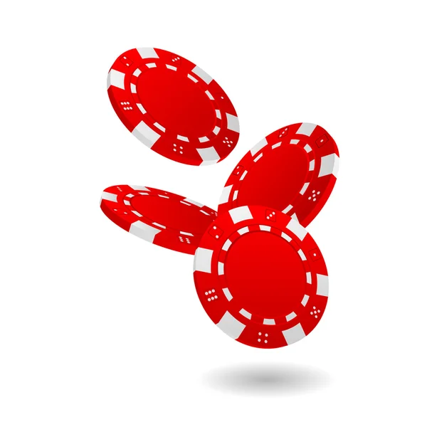 Ilustración de la caída de fichas de póker rojo — Vector de stock