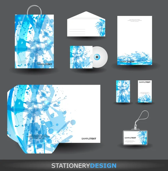 Ensemble de design Papeterie bleue — Image vectorielle