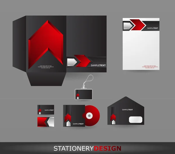 Red Arrow Stationery design set in vector format — Stock Vector