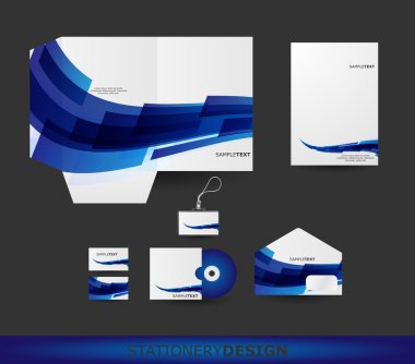 Abstract Blue Wave Stationery design set in vector format clipart