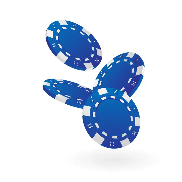 Illustration der fallenden blauen Pokerchips isoliert auf weiß — Stockvektor