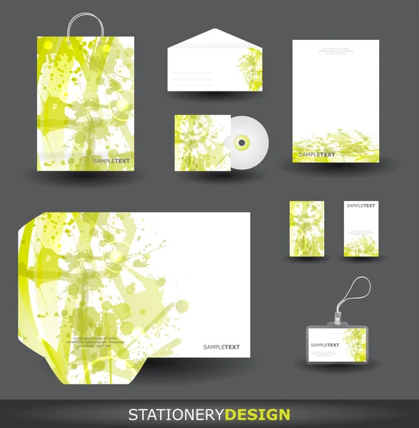 Green Stationery design set in vector format — Stock Vector