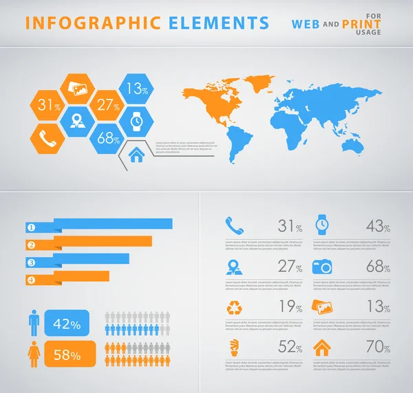 Elementos de infografía empresarial de alta calidad para uso web e impresión — Archivo Imágenes Vectoriales