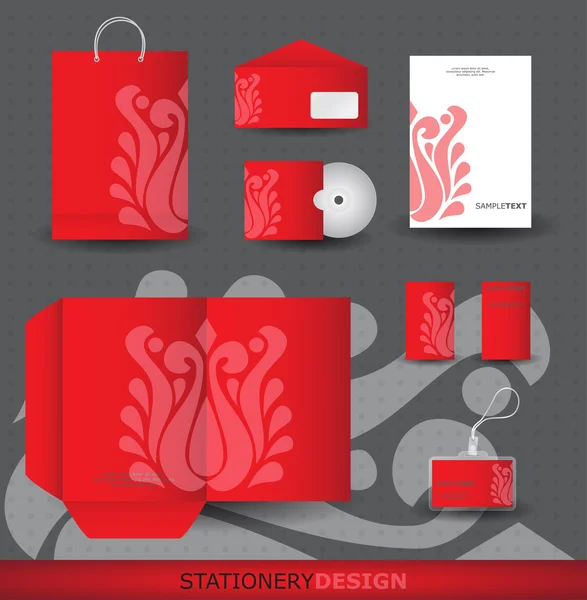 Red Stationery design set in vector format — Stock Vector