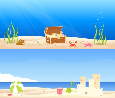 Cute seaside theme banners for kids clipart