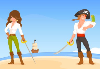 Colorful illustration for kids with pirate theme clipart