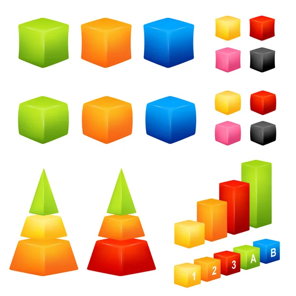 stock vector Collection of colorful geometric 3D shapes