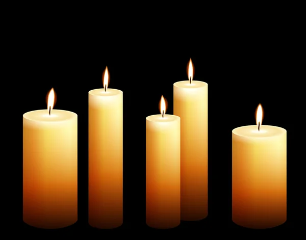 Collezione di candele cercando realistici di diversa forma e fiamma — Vettoriale Stock