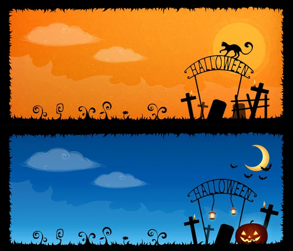 Cute halloween thema banners — Stockvector