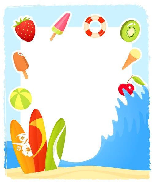 Collage de ilustraciones de verano colorido — Vector de stock