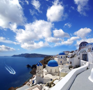 Famous Santorini island in Greece clipart