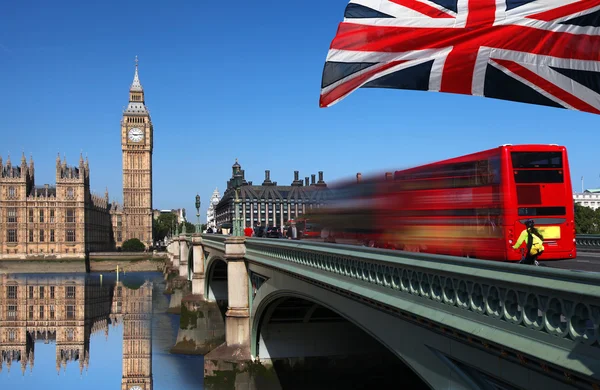 Londra, İngiltere'de kırmızı Çift katlı ile büyük ben — Stok fotoğraf