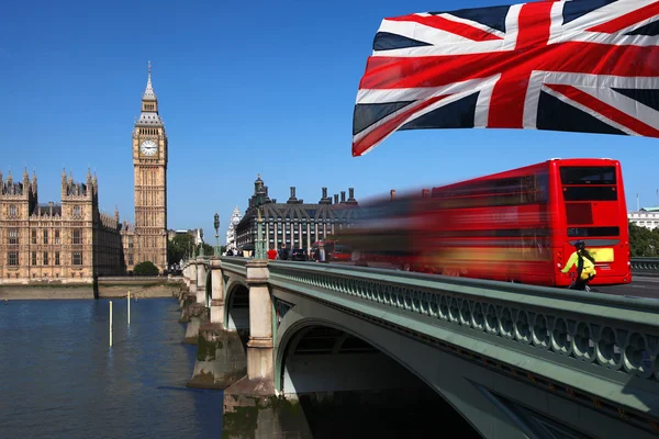 Big Benu s červeným dvoupodlažním v Londýně, Velká Británie — Stock fotografie