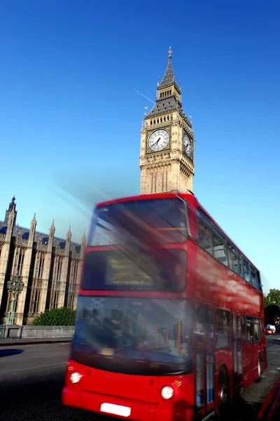 Big ben med dubbel däckare, london, Storbritannien — Stockfoto