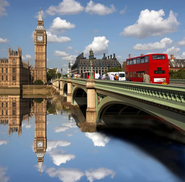 Big Ben with double decker, London, UK — Stock Photo, Image
