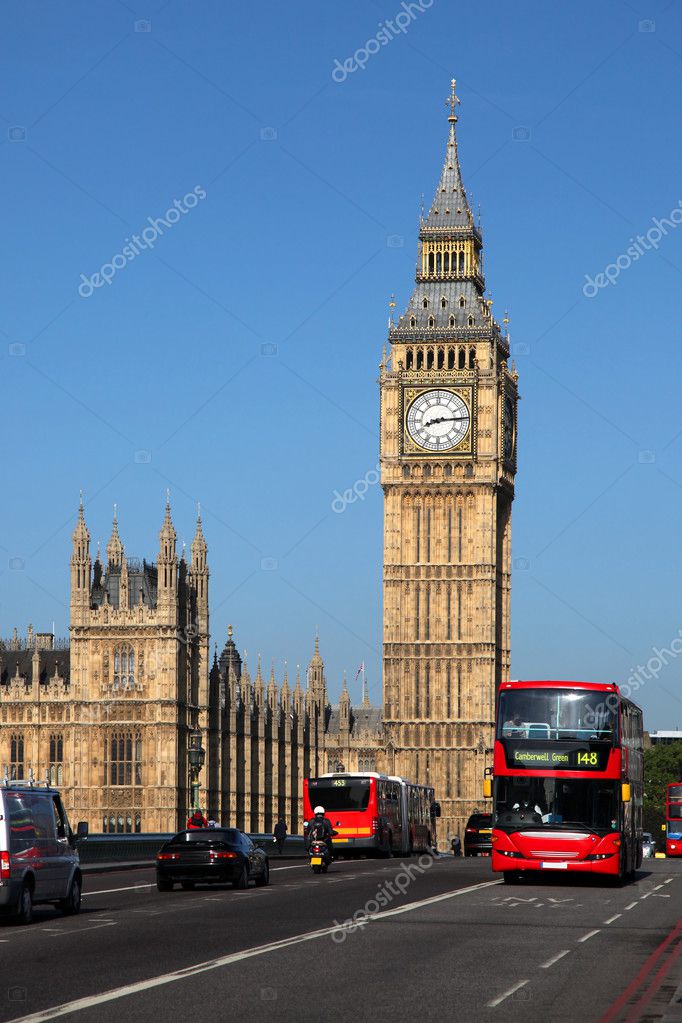 Big Ben with double decker, London, UK Stock Photo by ©samot 10802124