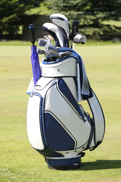 Golf bag on golf course