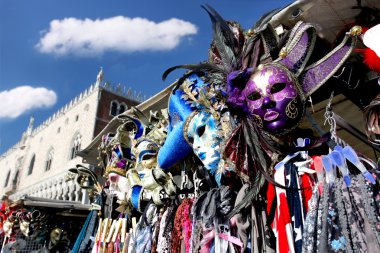 Famous Venice Carnival masks in Venice, Italy clipart