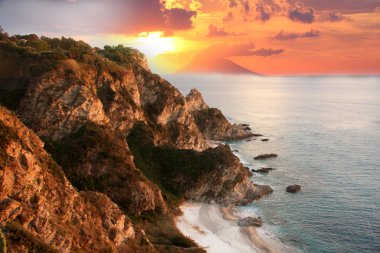 Paradise beach karşı Günbatımı ile seyahat