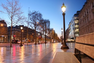 Paris Champs Elysee street in the evening clipart