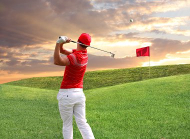 Man playing golf clipart