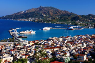 Zakynthos town with harbor, Greece, Ionian Island clipart