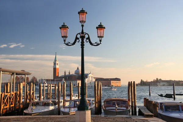 Gondolas in the evening, Venice, Italy — Stock Photo, Image