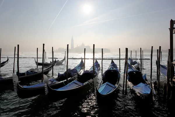 Gondolas in the evening, Venice, Italy — Stock Photo, Image