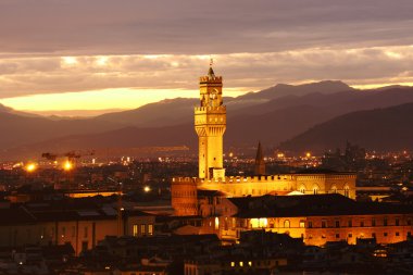 akşam Palazzo vecchio, florence, İtalya