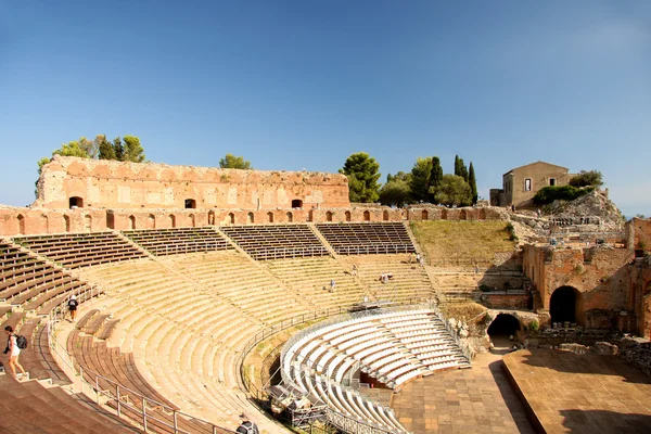 Taormina theater in sizilien, italien — Stockfoto